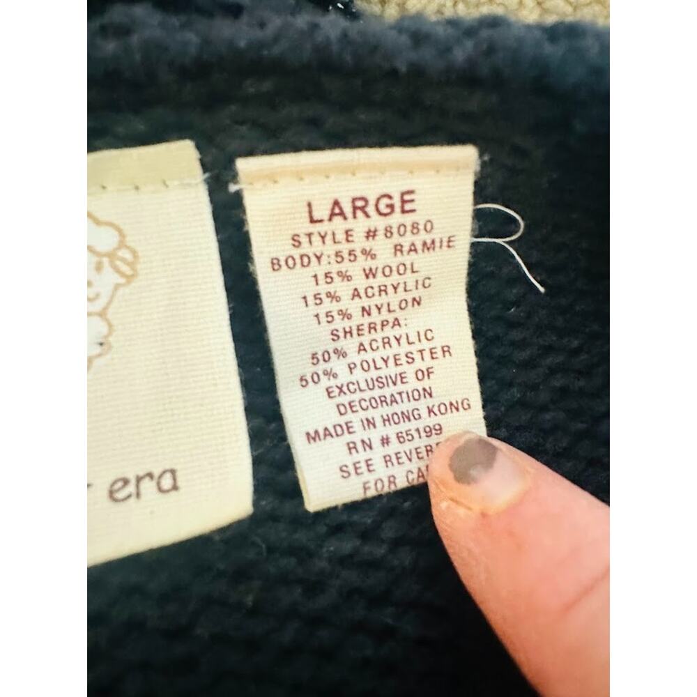 VTG Next Era Cardigan Long Sweater Women Large Wool Boho Sherpa Trim Embroidered - Picture 7 of 8